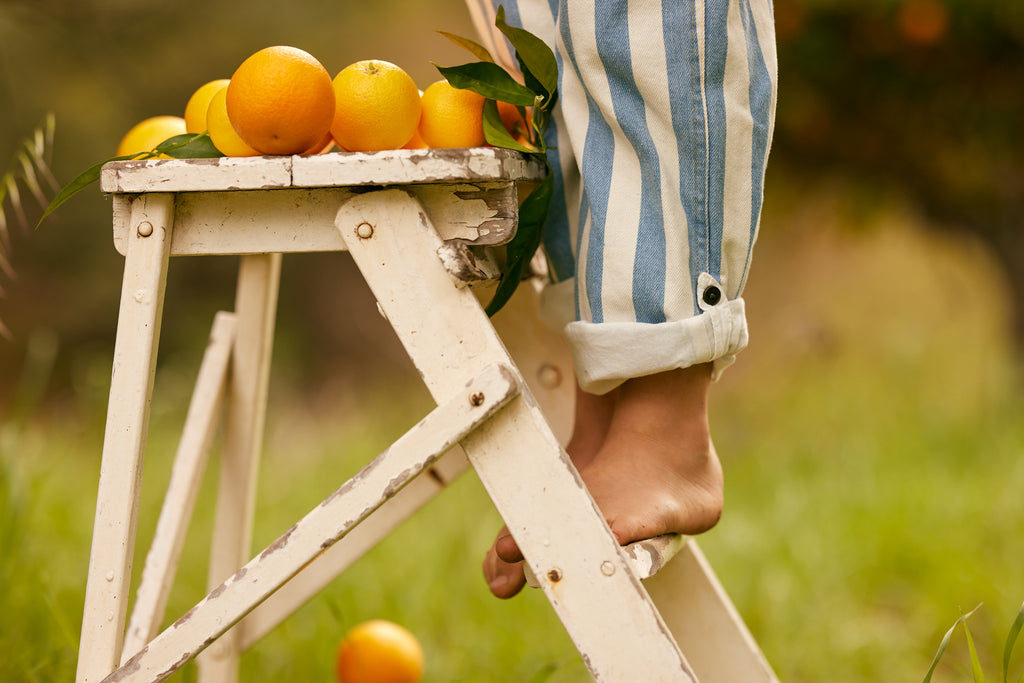 Dotty Dungarees Blue Wide Stripe Dungarees
