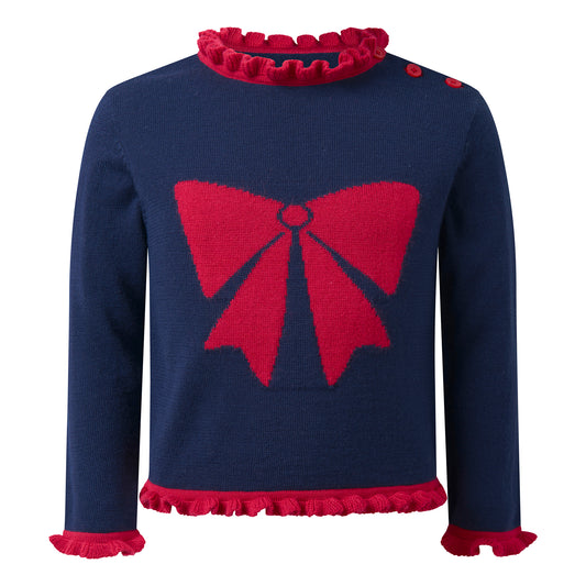 Rachel Riley Navy Bow Jumper