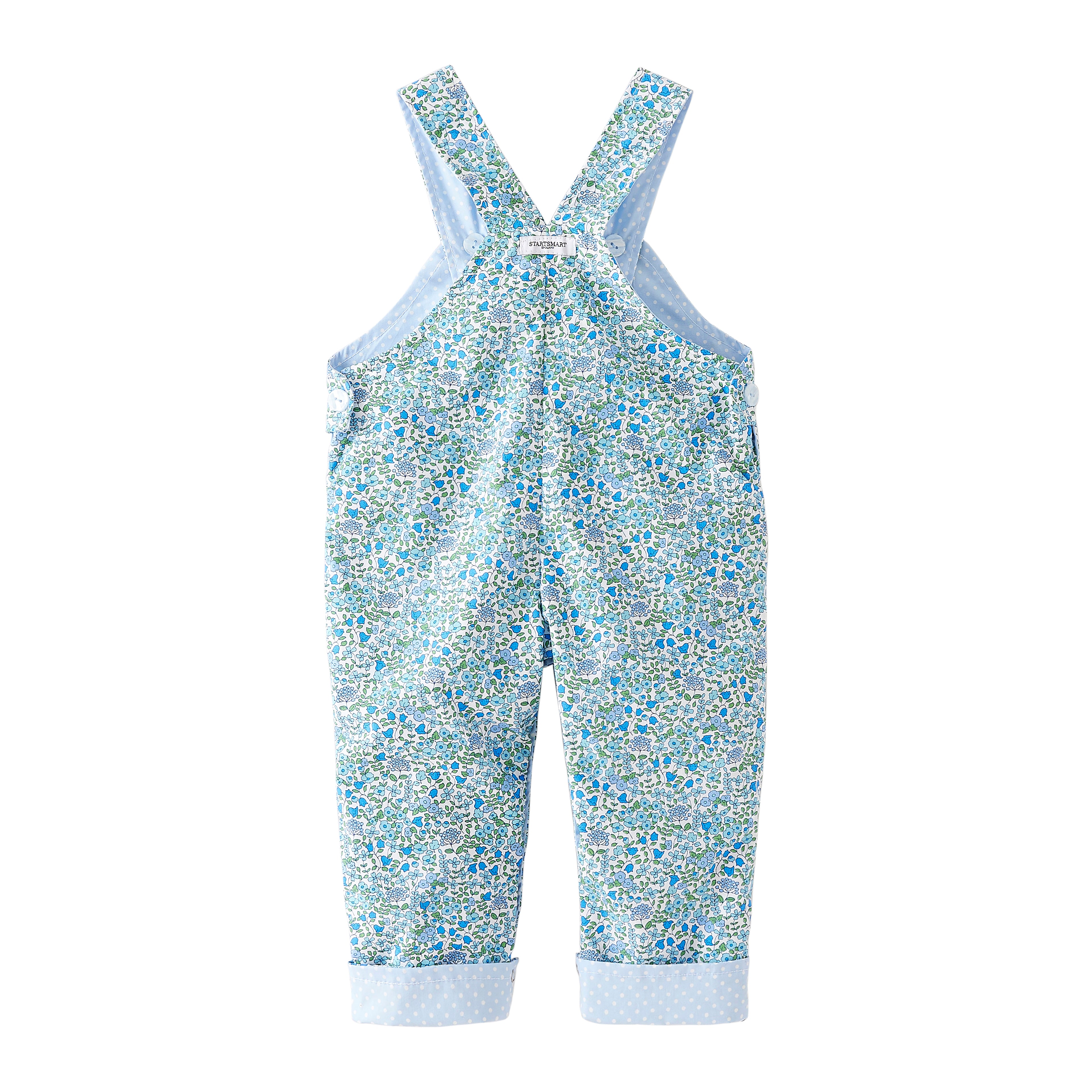 Startsmart Blue Floral/Dot Reversible Dungarees