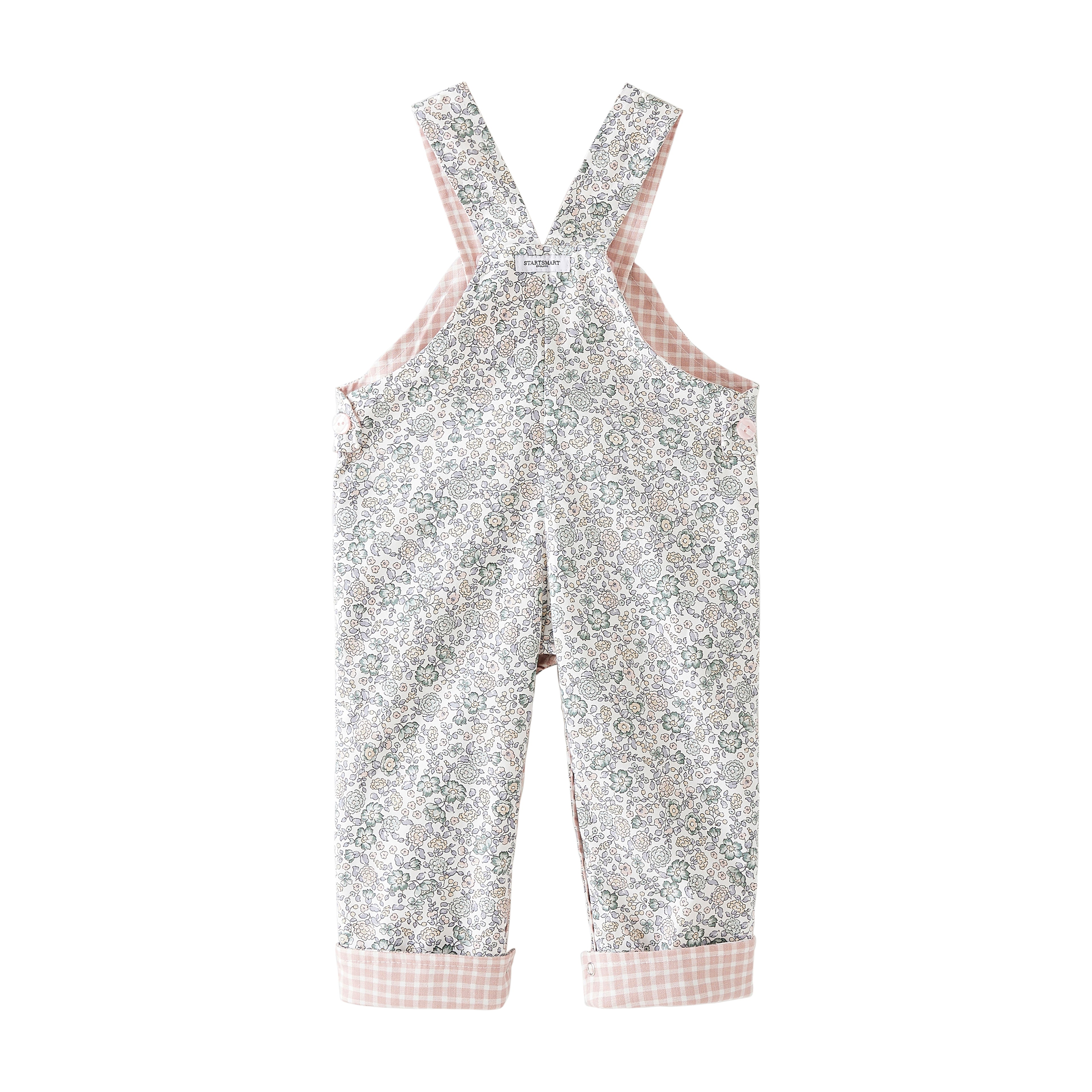 Startsmart Pink Floral/Check Reversible Dungarees