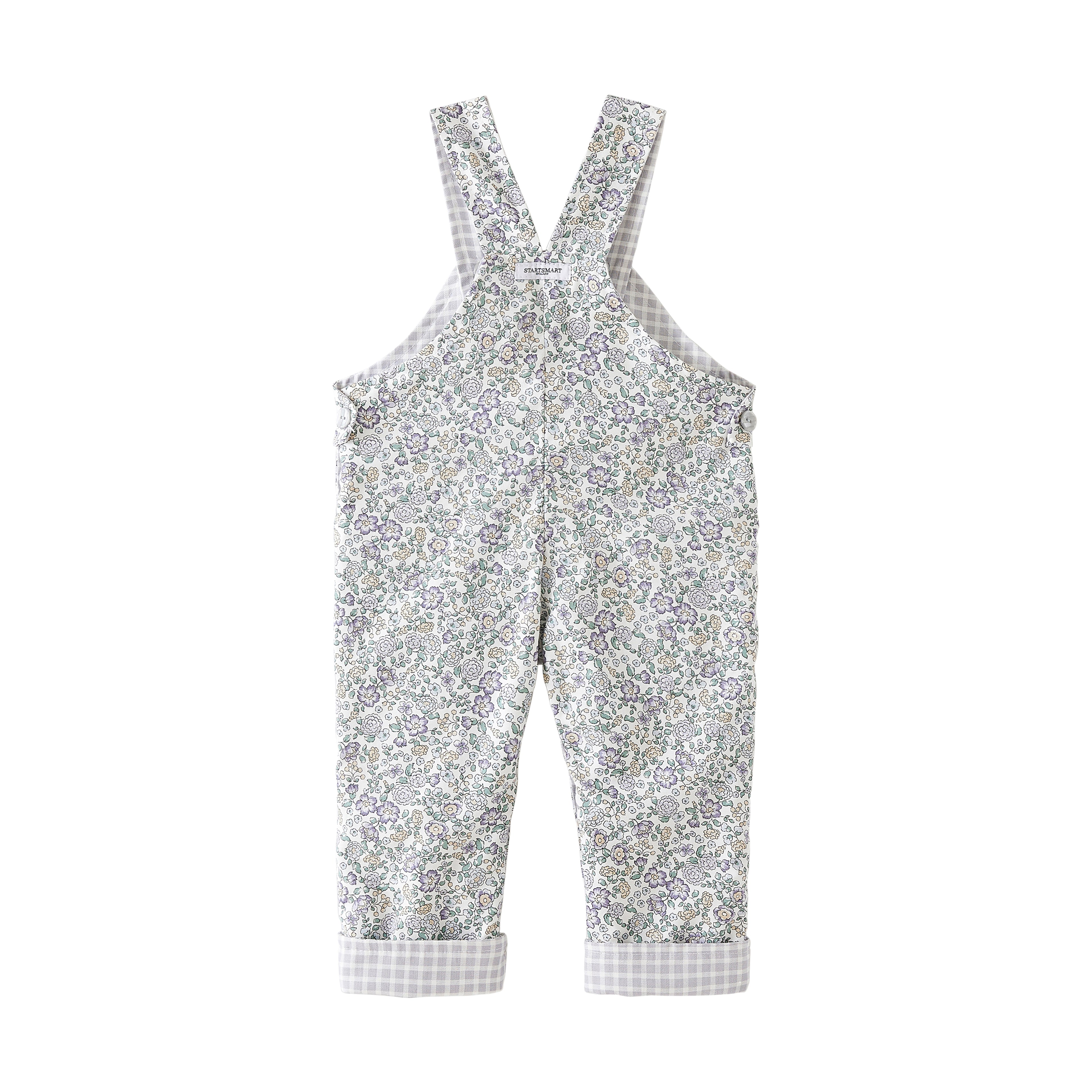 Startsmart Lilac Floral/Check Reversible Dungarees