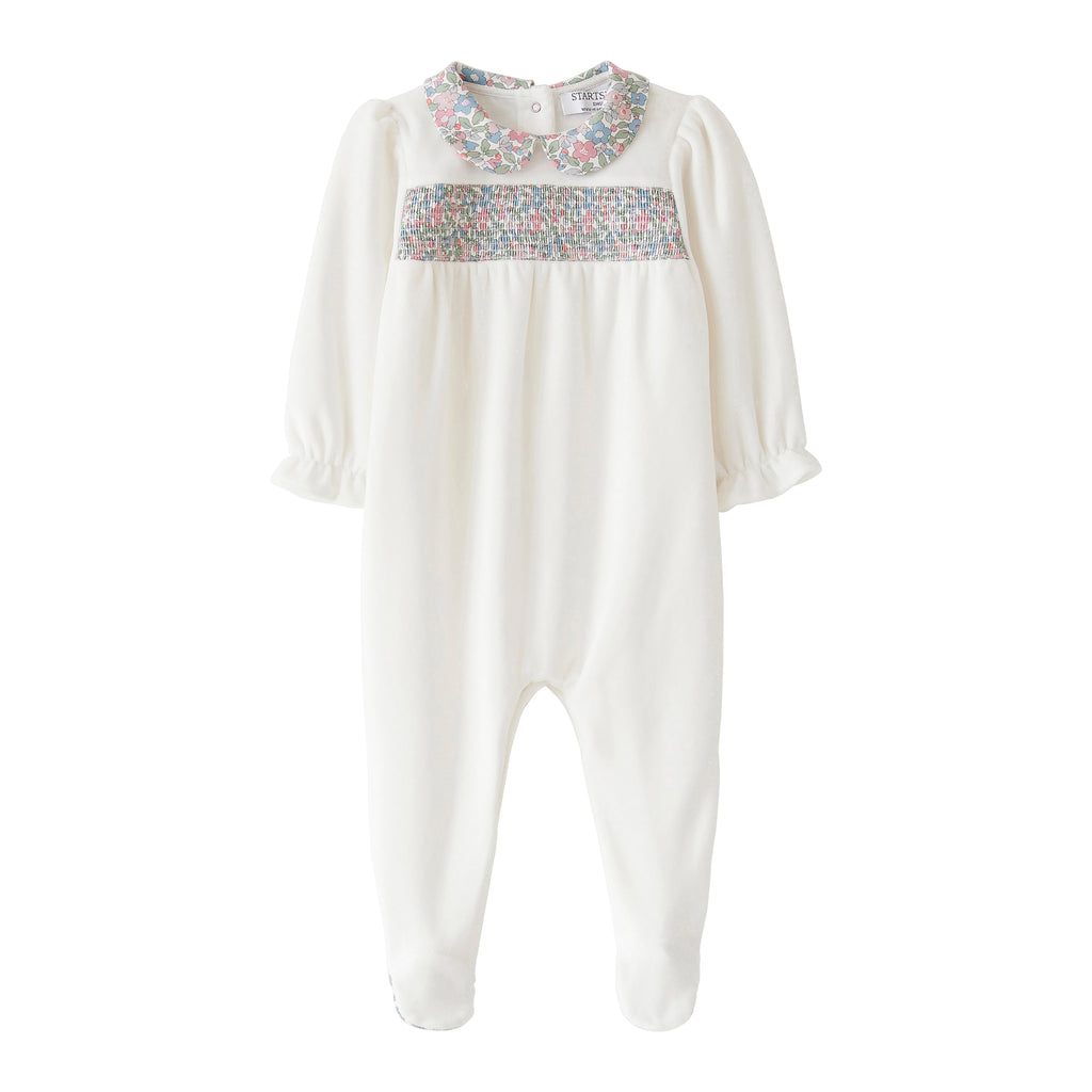 Startsmart Pink/Green/Blue Floral Smocked Sleepsuit