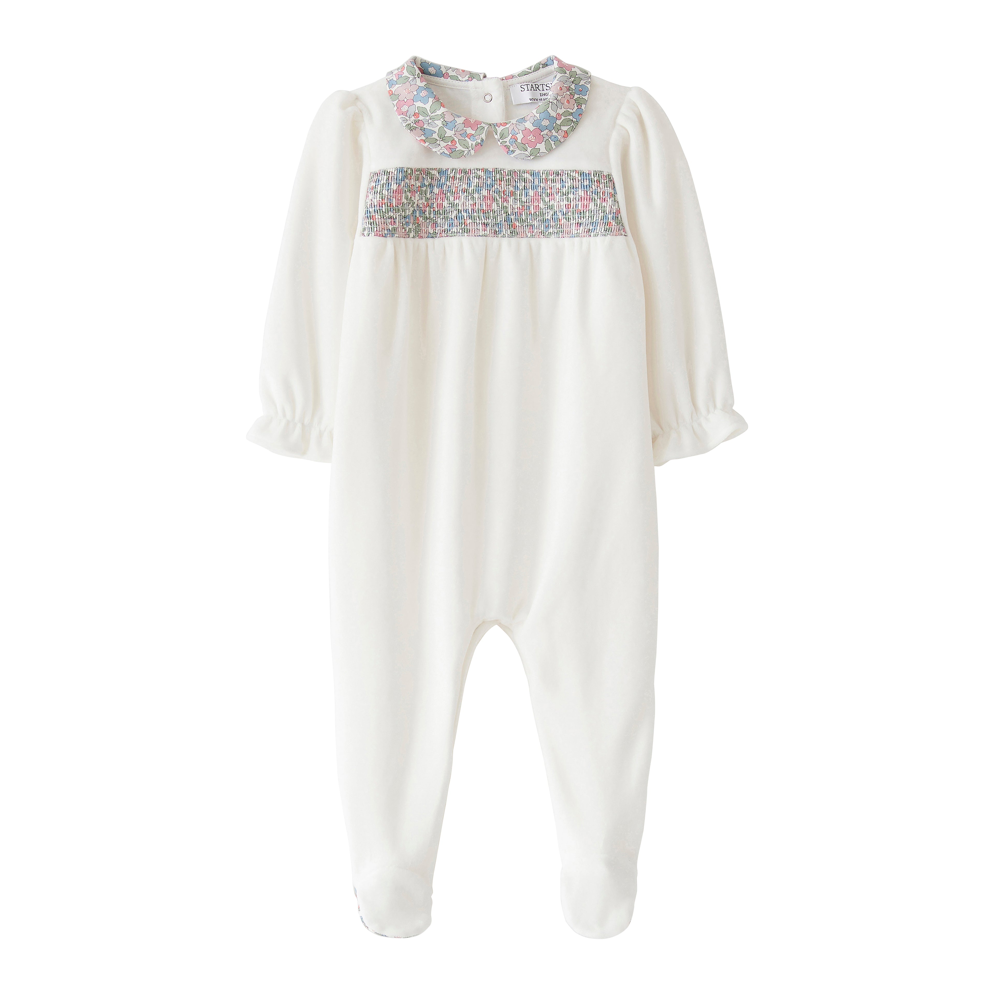Startsmart Pink/Green/Blue Floral Smocked Sleepsuit