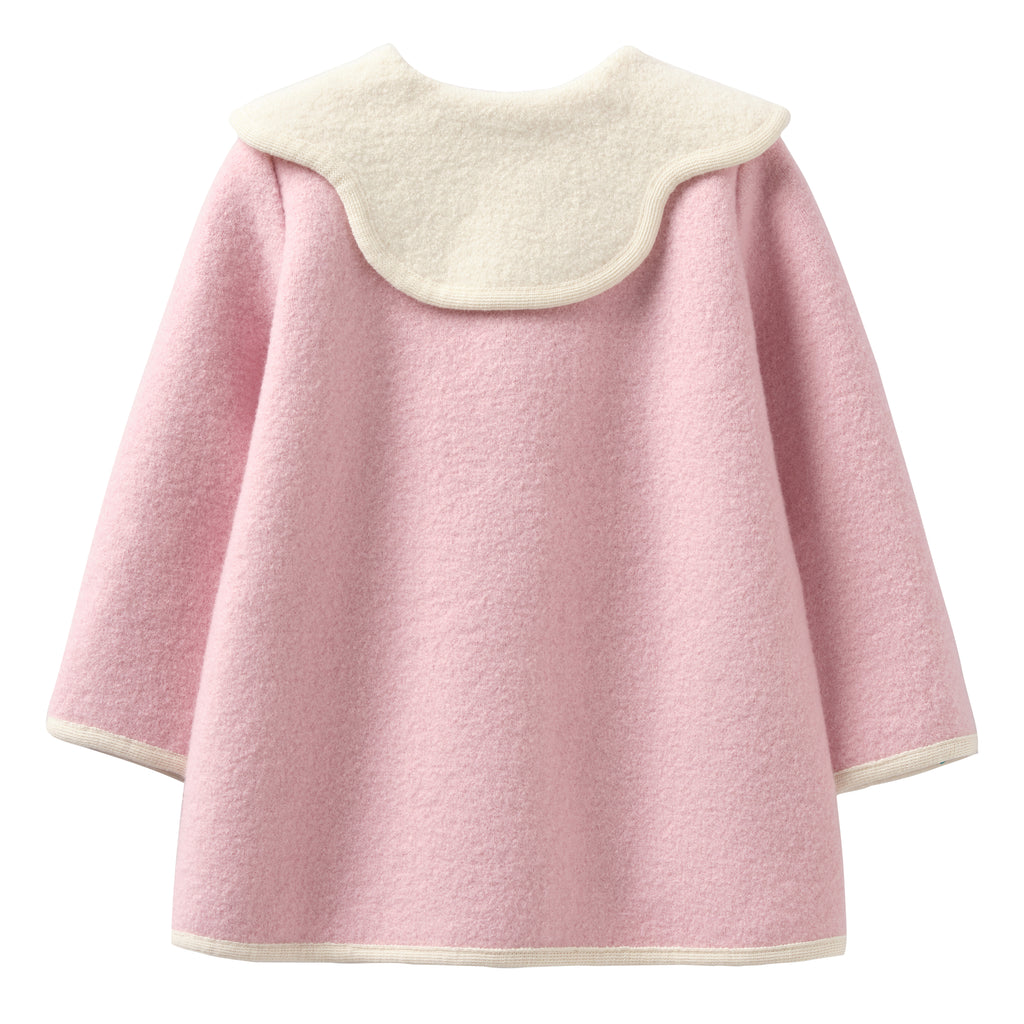 Marae Pink and Ivory Coat with Scalloped Collar