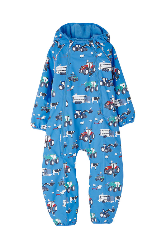Lighthouse Blue Farm Print Puddlesuit