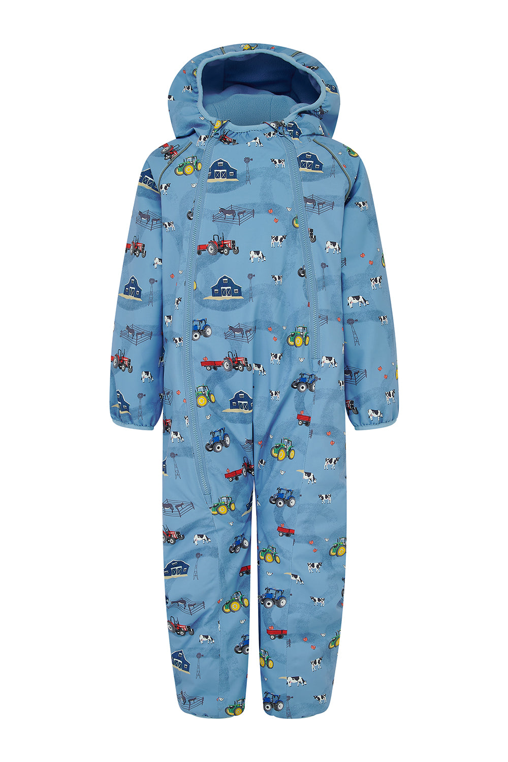 Lighthouse Blue Farm Print Puddlesuit