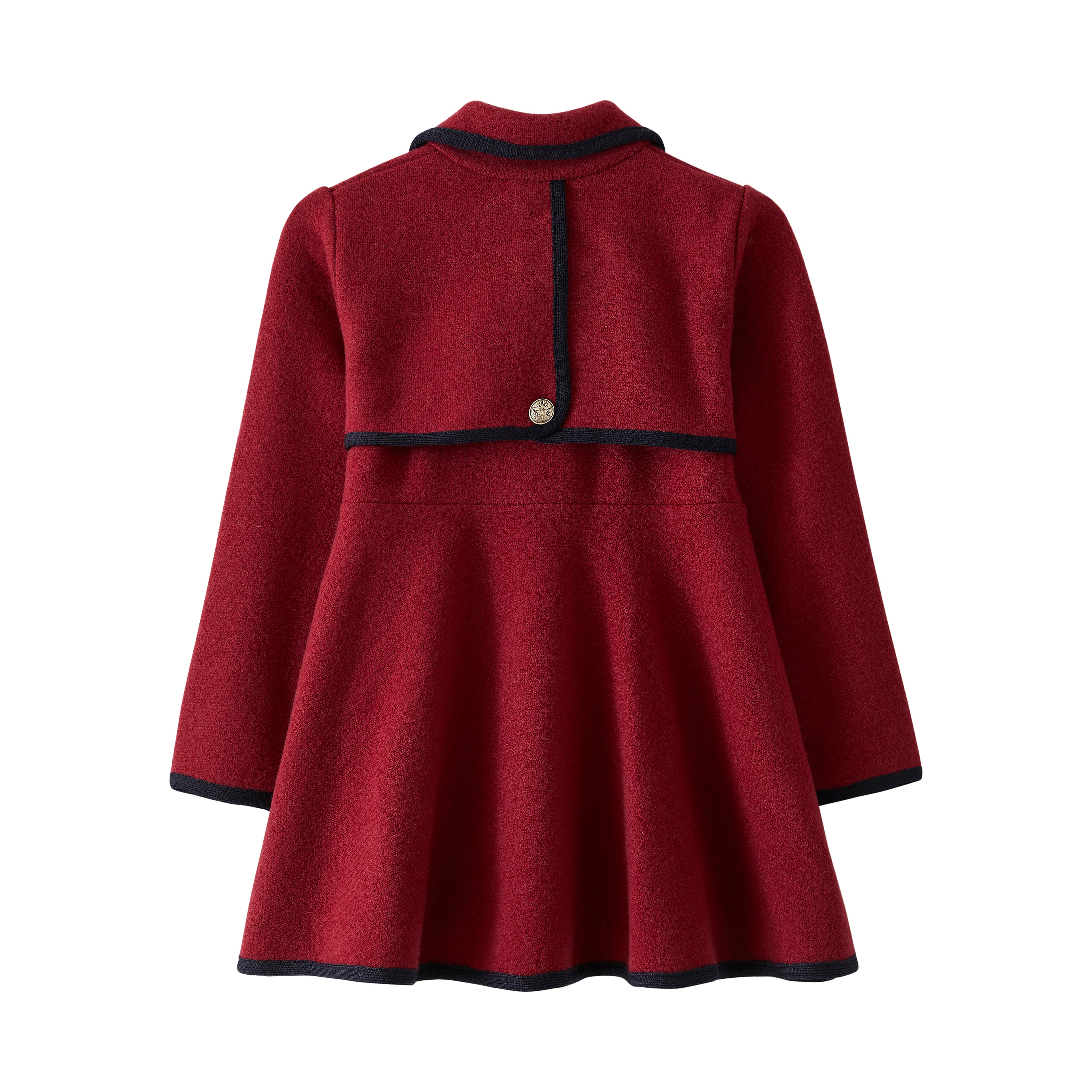 Marae Burgundy Wool Coat with Navy Trim
