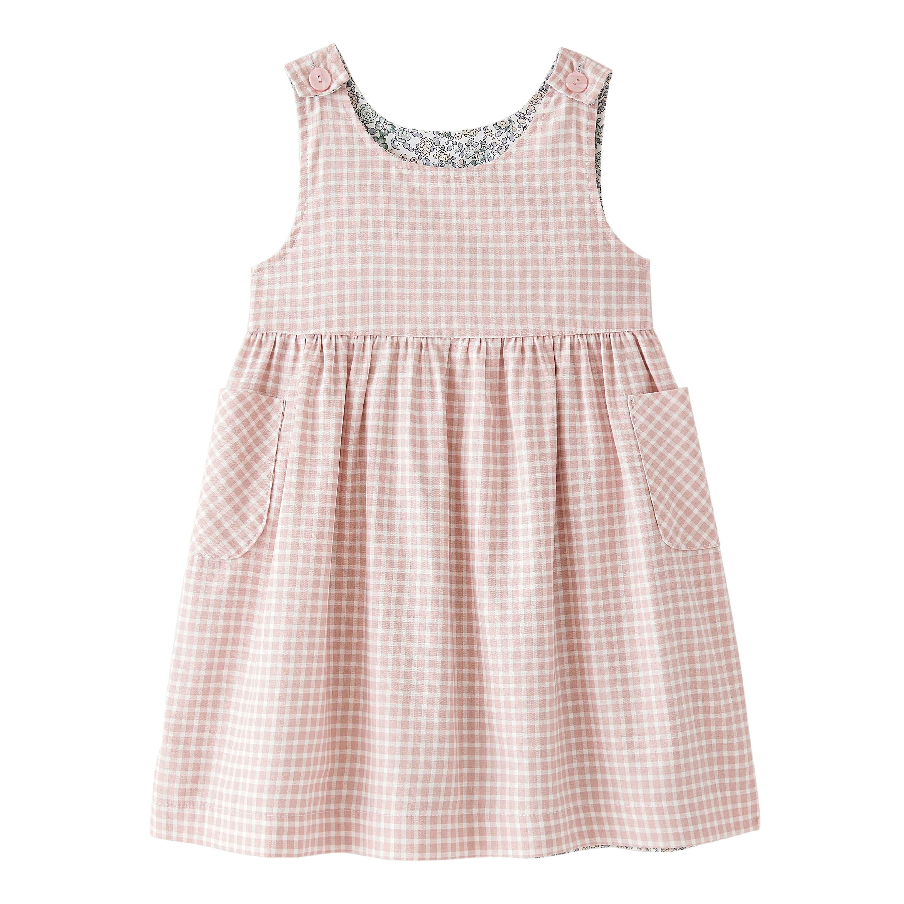 Startsmart Pink Floral/Check Reversible Pinafore