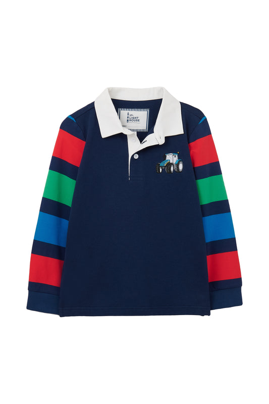 Lighthouse Blue Tractor Rugby Shirt