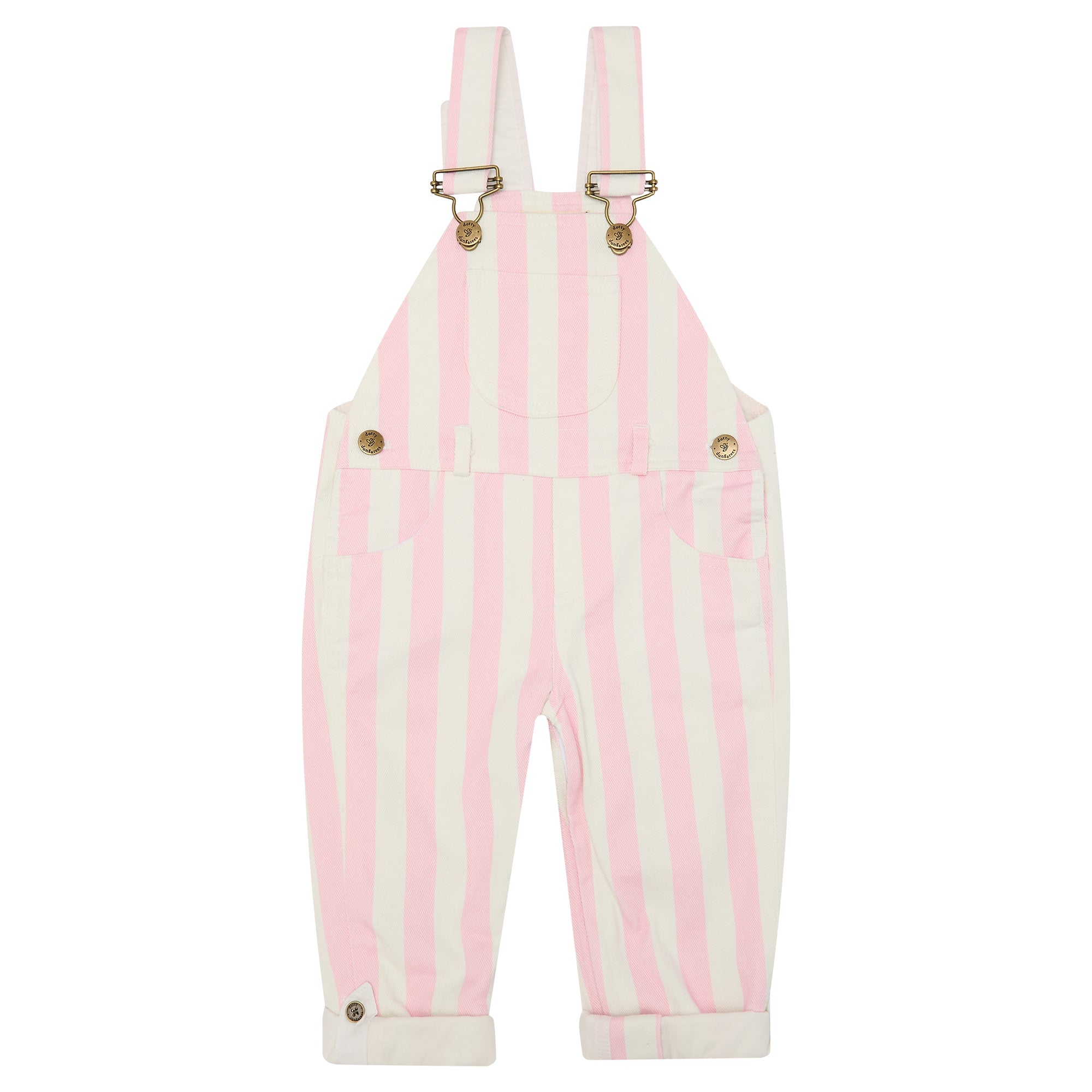 Dotty Dungarees Pink Wide Stripe Dungarees