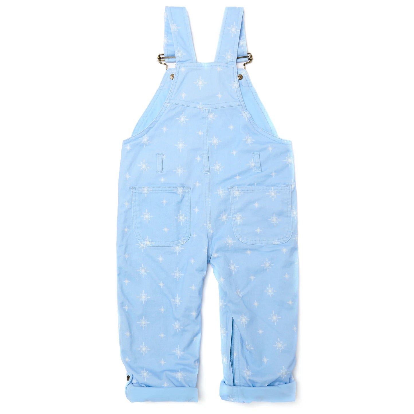 Dotty Dungarees Pale Blue with Snowflake Print