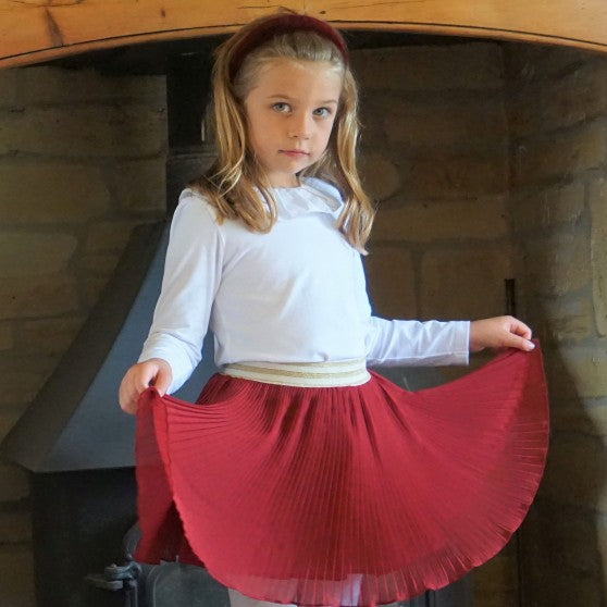 Startsmart Wine Pleated Skirt