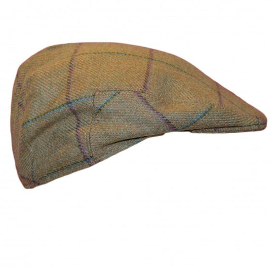 Children's Flat Cap with Purple and Turquoise Overcheck