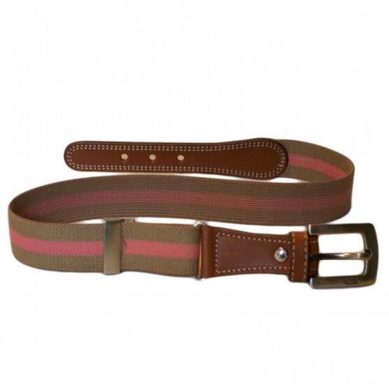 Elasticated Belts Tan &amp; Pink