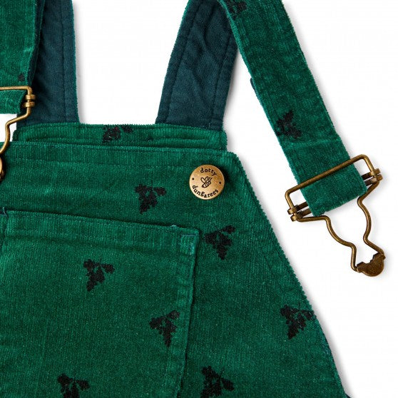 Dotty Dungarees Green Cord With Acorn Leaf